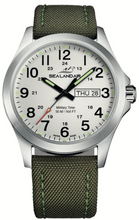 Load image into Gallery viewer, SEALANDAIR | Quartz | Outdoor Adventure | 42mm Stainless Steel Case | Olive Nylon &amp; Leather Strap | Swiss Made
