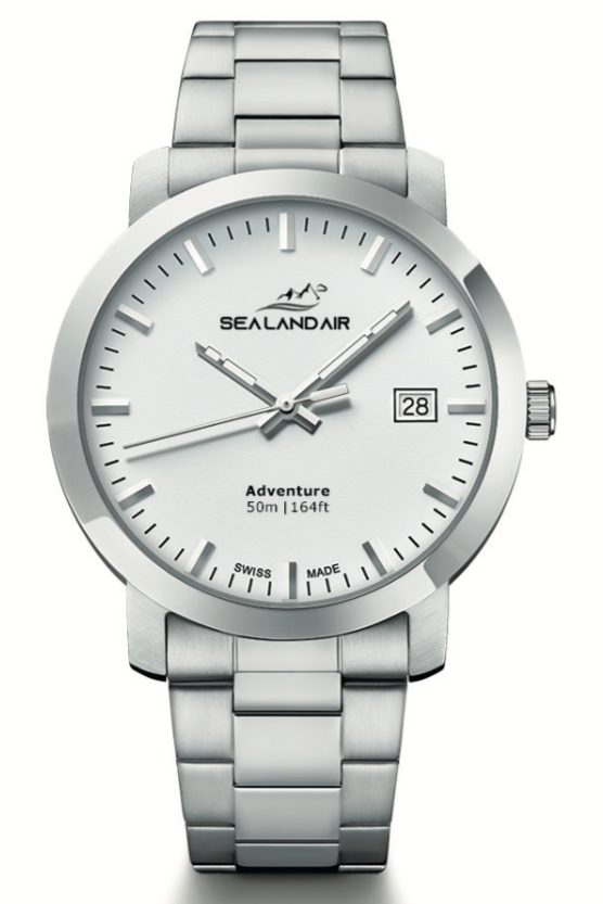 SEALANDAIR | Quartz | Adventure | White Dial | 40mm Stainless Steel Case & Bracelet | Swiss Made