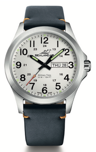 SEALANDAIR | Quartz | Outdoor Adventure | 42mm Stainless Steel Case | Blue Genuine Leather Strap | Swiss Made